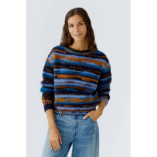 OUI gestreepte pullover met wol blauw afbeelding