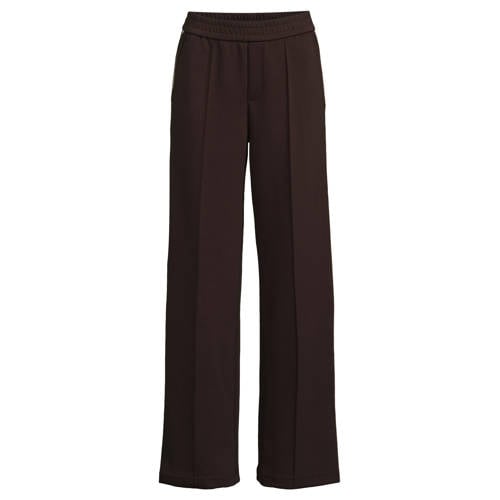 OUI jersey straight regular waist broek donkerbruin afbeelding