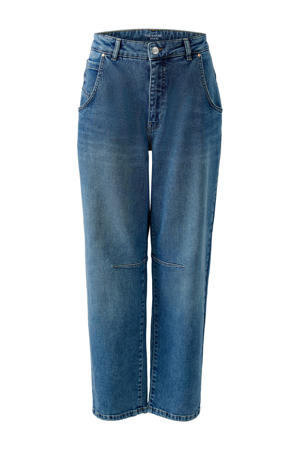 high waist barrel jeans medium blue denim