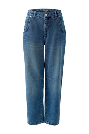 high waist barrel jeans medium blue denim