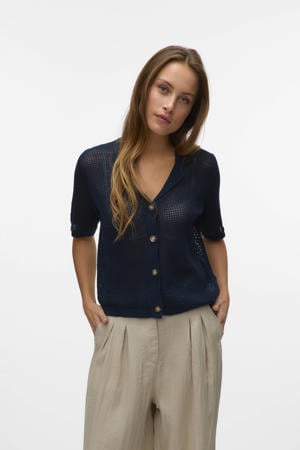 gebreid vest donkerblauw