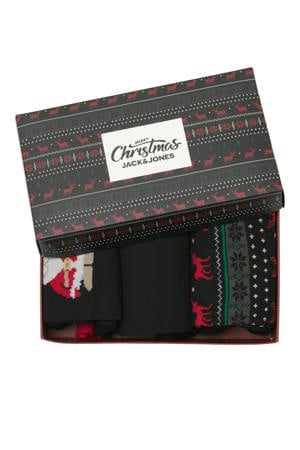 giftbox sokken JACXMAS REINDEER - zwart (set van 3)