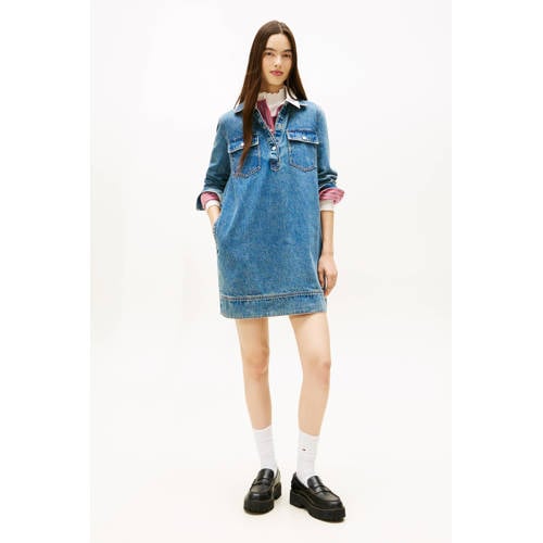 Tommy Jeans denim spijkerjurk medium blue denim afbeelding