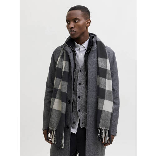 JACK & JONES geruite sjaal JACLINT zwart/ecru afbeelding