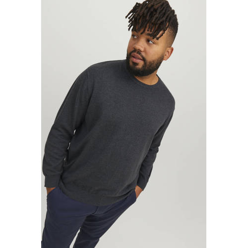 JACK & JONES PLUS SIZE trui fijn gebreid antraciet afbeelding