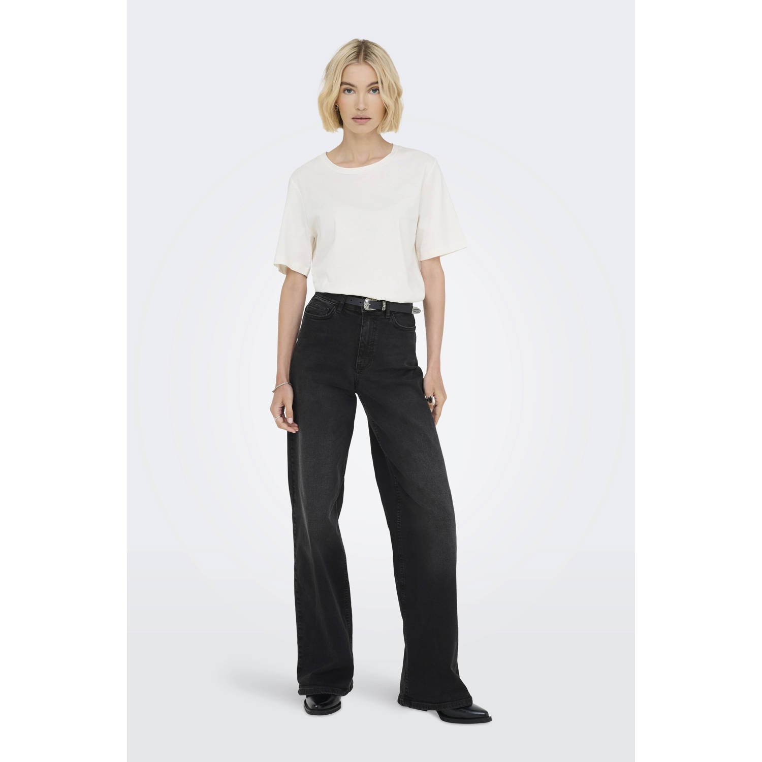 JDY high waist wide leg jeans black denim