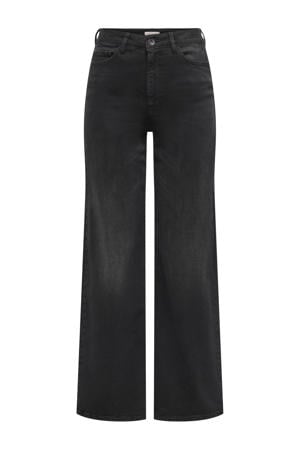 high waist wide leg jeans black denim