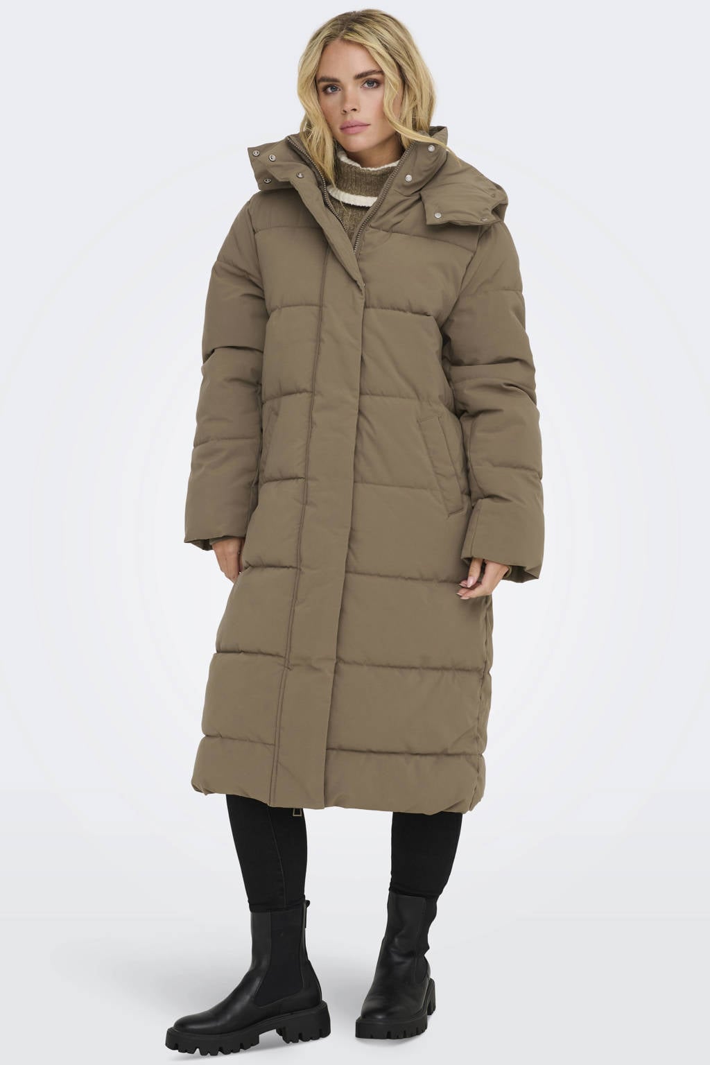 JDY Jdyskylar OTW Noos Padded Hood Jacket voor dames, Bruin, L