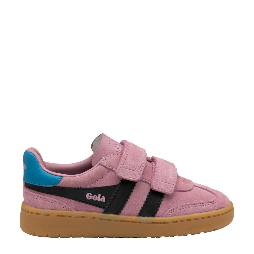 Lichtroze meisjes Gola Viper Strap suède sneakers met klittenband