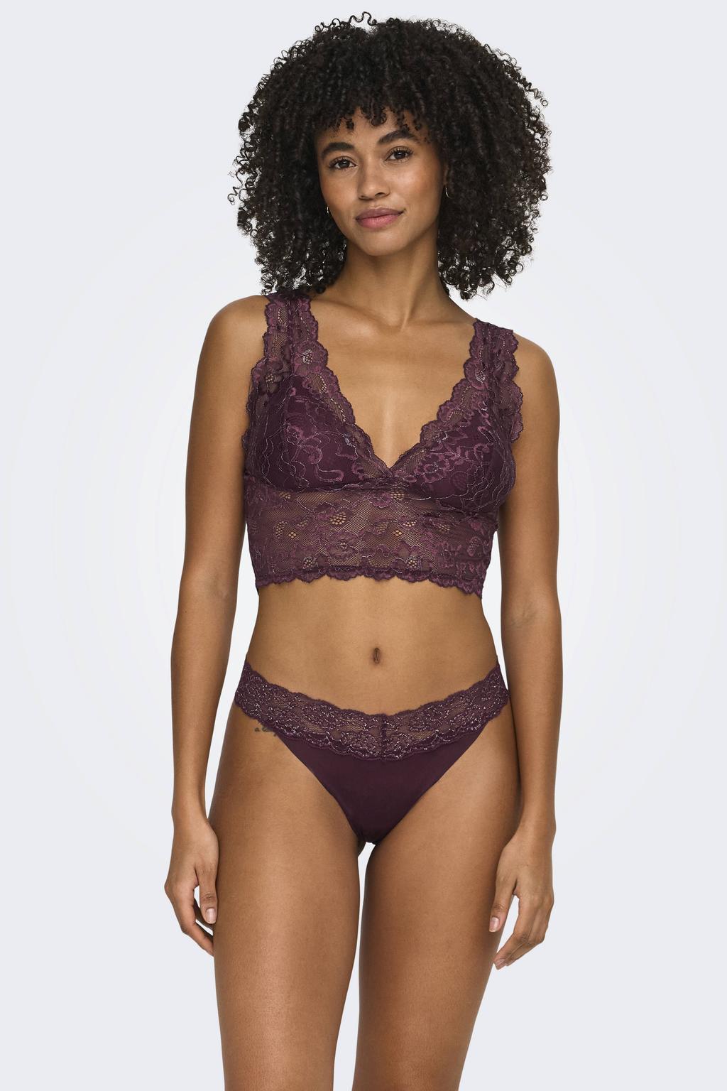 ONLY kanten voorgevormde bralette ONLCHLOE donkerpaars