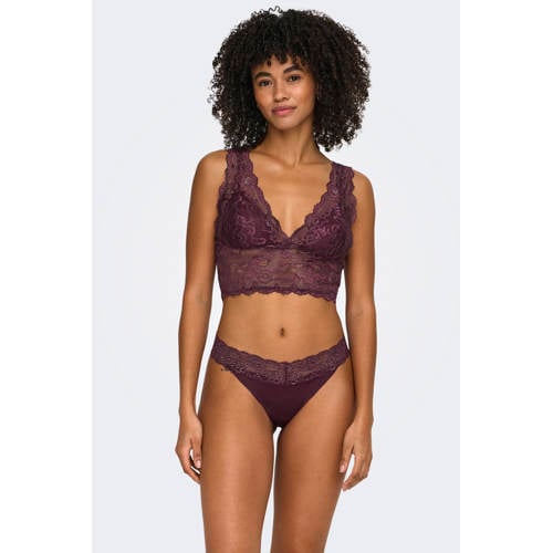 ONLY kanten voorgevormde bralette ONLCHLOE donkerpaars afbeelding