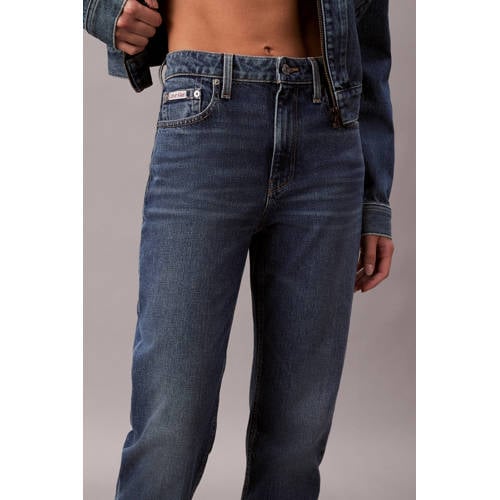 CALVIN KLEIN JEANS high waist straight leg jeans medium blue denim afbeelding