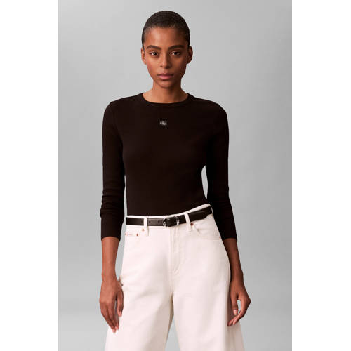 CALVIN KLEIN JEANS top zwart rib gebreid afbeelding