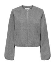 thumbnail: Grijs melange dames JDY jack melange van polyester met effen, lange mouwen, ronde hals en ritssluiting