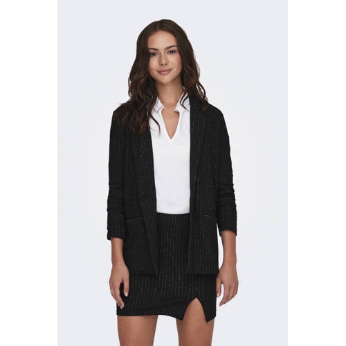 JDY regular blazer met krijtstreep zwart met glitter afbeelding