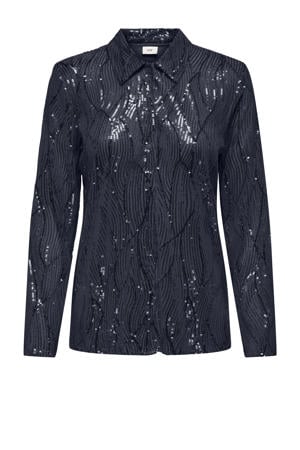 blouse donkerblauw met pailletten
