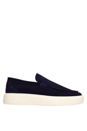 suède loafers donkerblauw