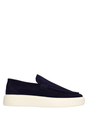 suède loafers donkerblauw