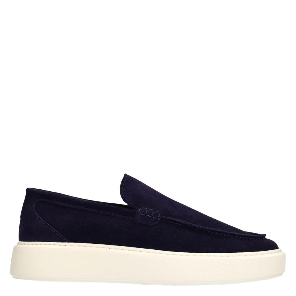 Donkerblauwe heren Manfield suède loafers