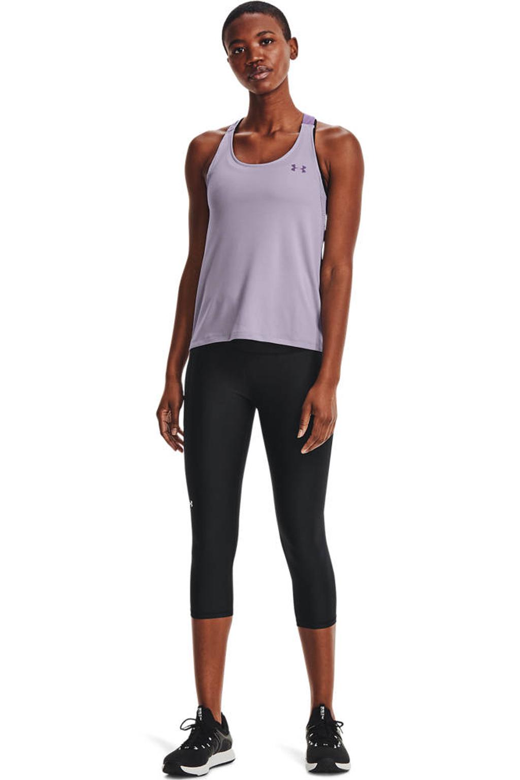 Zwarte dames Under Armour sportcapri van polyester met slim fit en regular waist