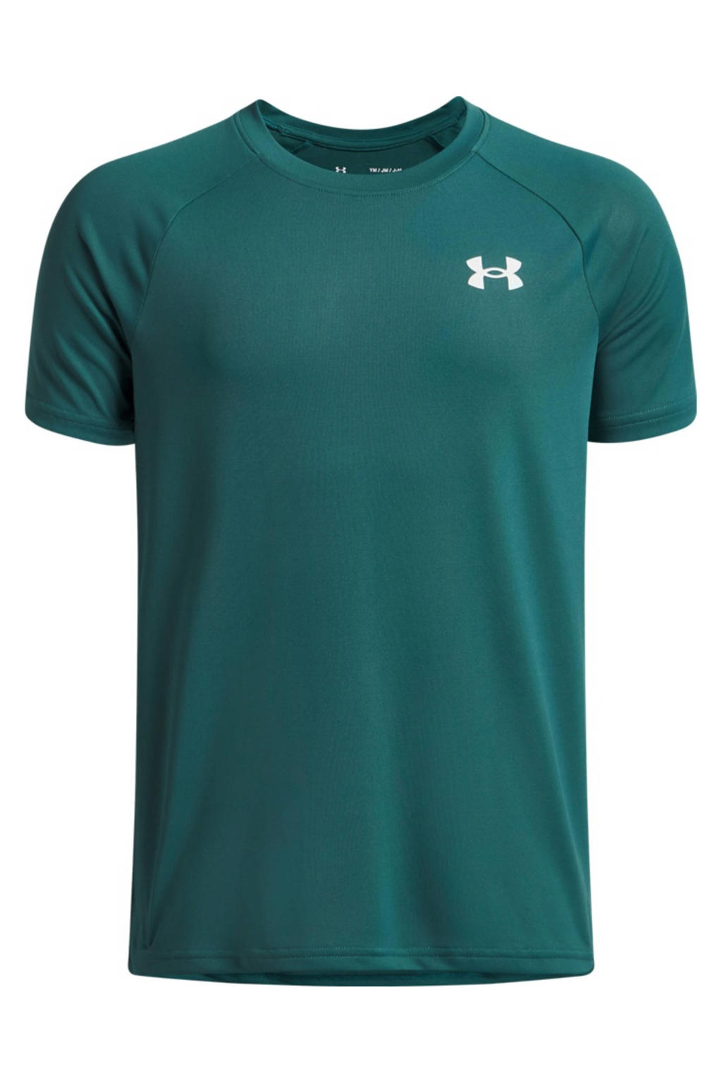 Petrolkleurige jongens en meisjes Under Armour sportshirt van polyester met korte mouwen