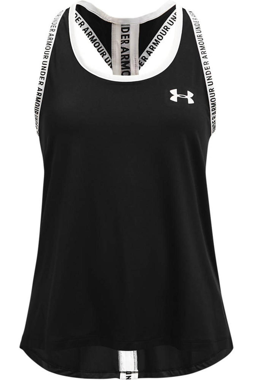 Zwarte jongens en meisjes Under Armour KnockOut sporttop van polyester met meerkleurige print
