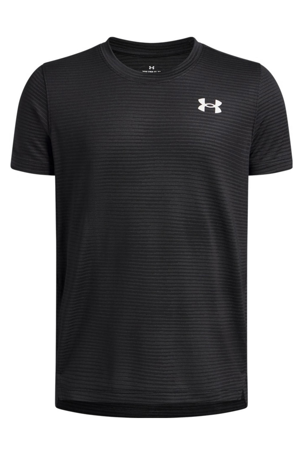 Zwarte jongens en meisjes Under Armour sportshirt van polyester met korte mouwen