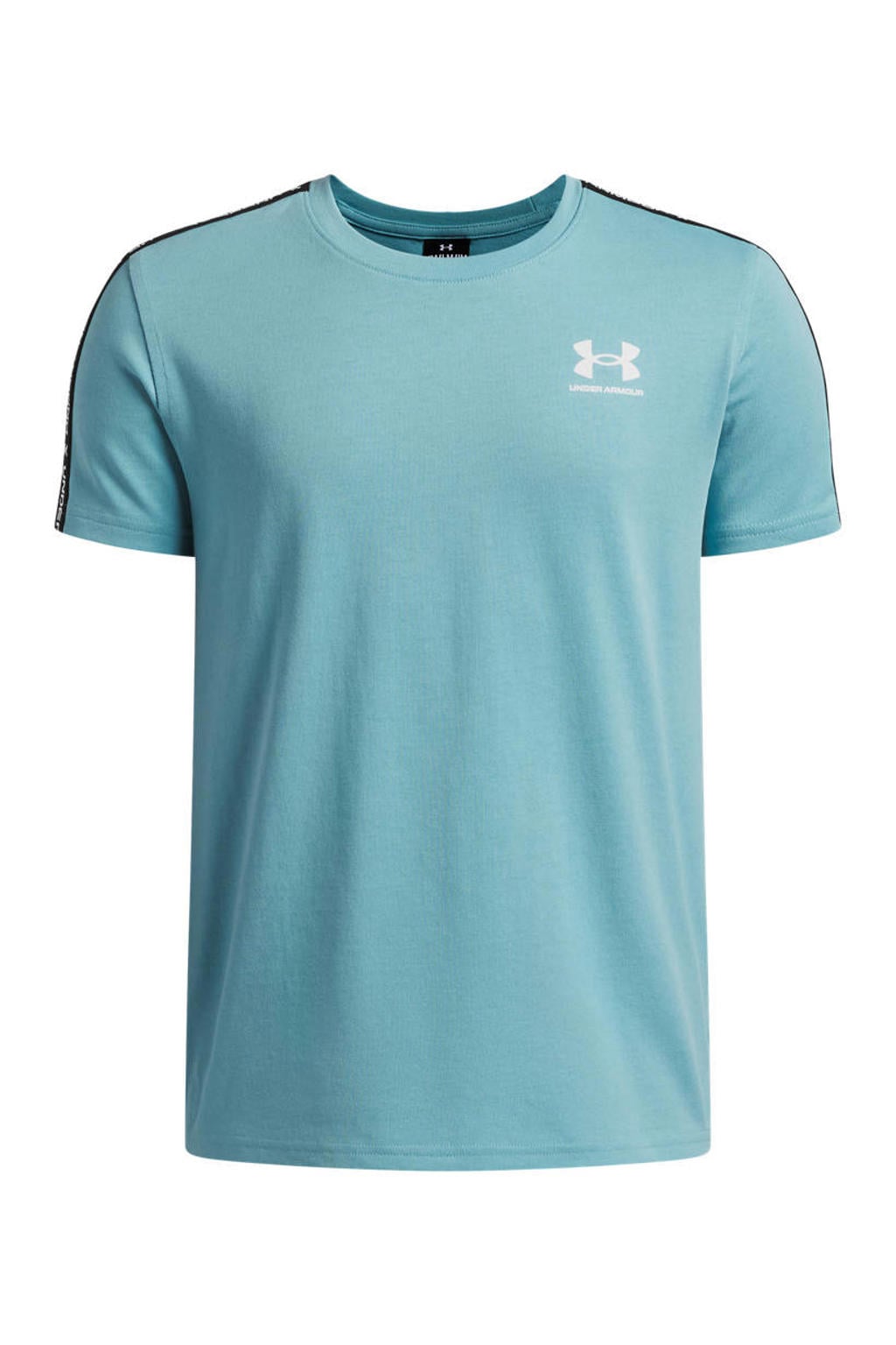Blauwe jongens en meisjes Under Armour T-shirt van katoen met logo dessin en korte mouwen