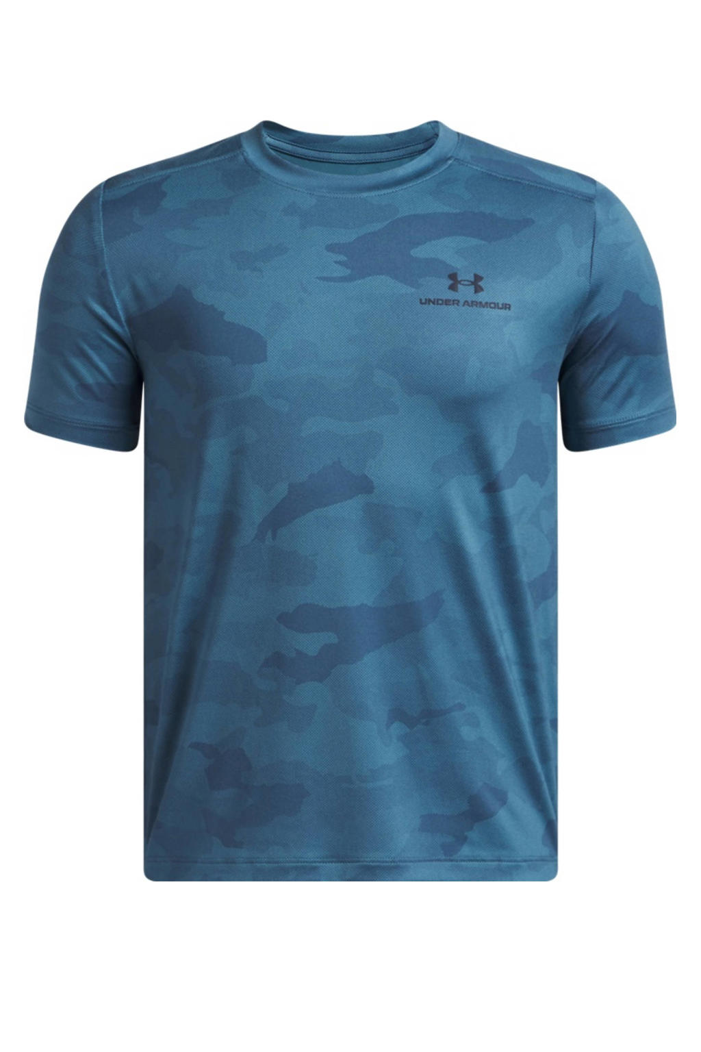 Blauwe jongens en meisjes Under Armour sportshirt van polyester met korte mouwen
