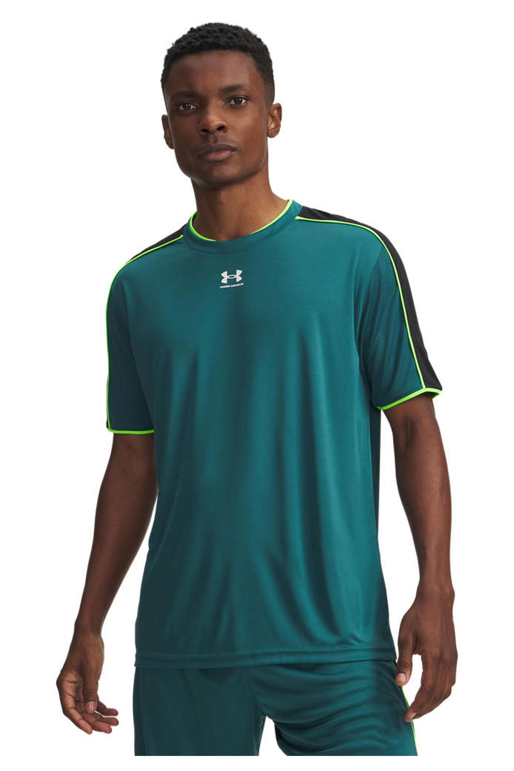 Groene heren Under Armour sport T-shirt Challenger van polyester met korte mouwen