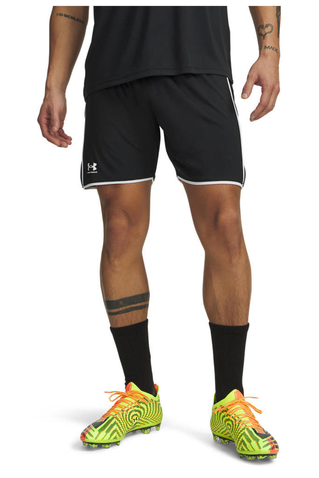 Zwarte heren Under Armour voetbalshort van polyester