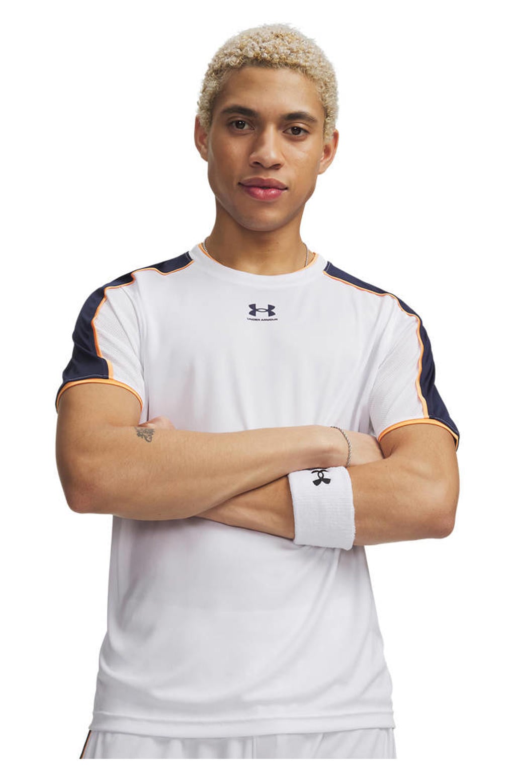 Witte heren Under Armour sport T-shirt Challenger van polyester met korte mouwen