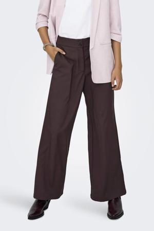 wide leg high waist casual broek donkerrood