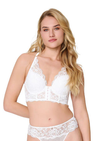 voorgevormde longline beugelbh met voorsluiting wit
