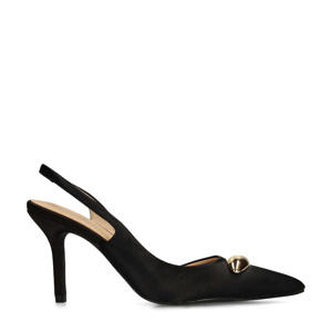 satijnen slingback pumps zwart