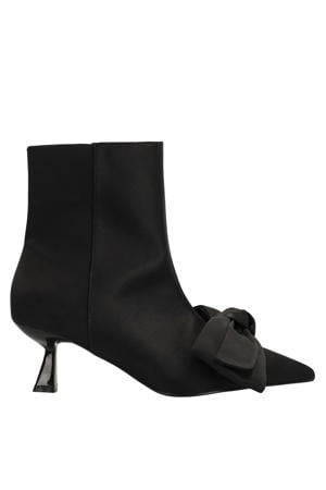 satijnen enkellaarzen met strik zwart