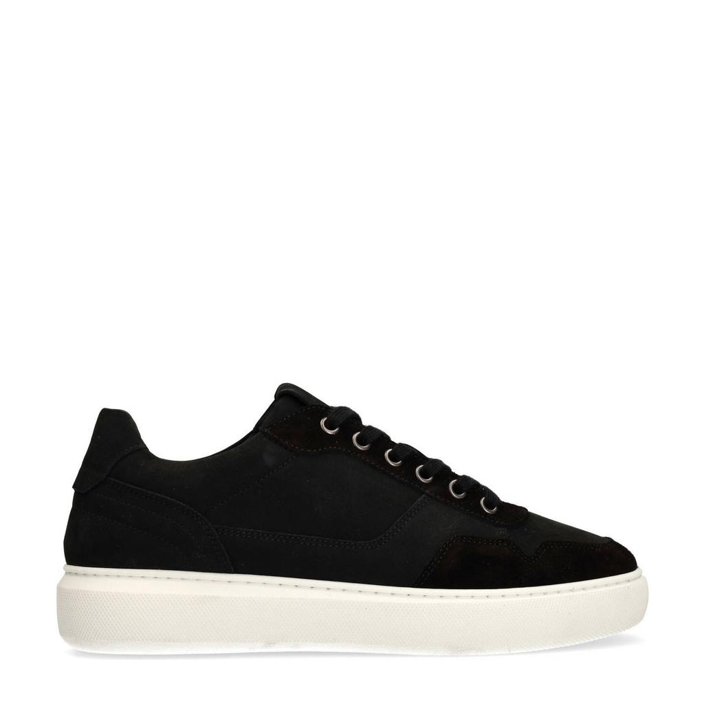 Zwarte heren Manfield suède sneakers met veters