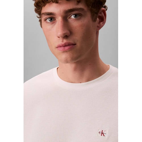 CALVIN KLEIN JEANS longsleeve met ingebreid patroon ecru afbeelding