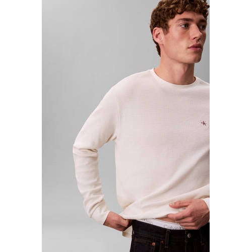 CALVIN KLEIN JEANS longsleeve met ingebreid patroon ecru afbeelding