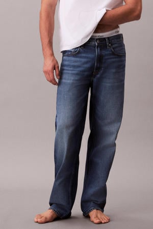 straight leg jeans dark blue denim