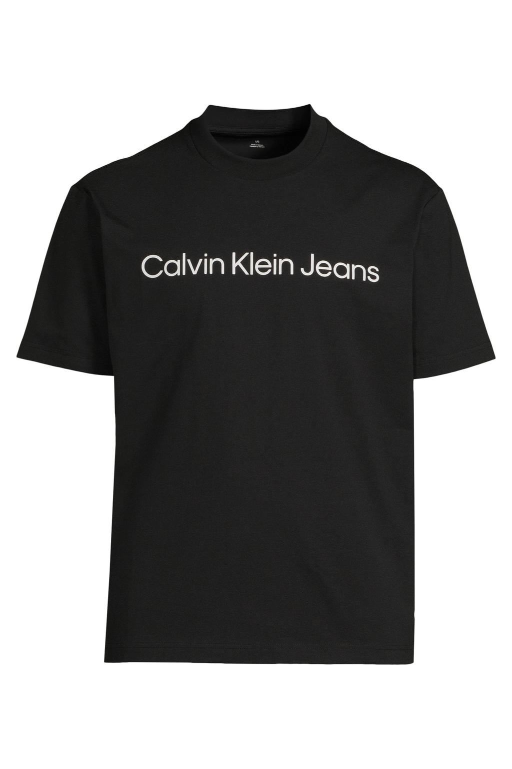 Zwarte heren CALVIN KLEIN JEANS regular T-shirt van katoen met logo dessin, korte mouwen en ronde hals