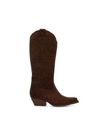 suède cowboylaarzen donkerbruin