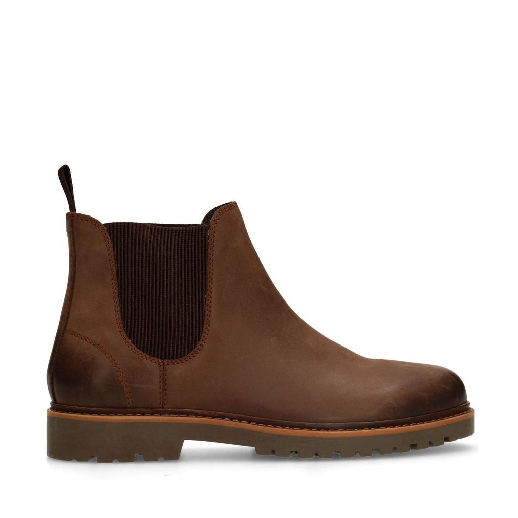 Bruine heren Manfield nubuck chelsea boots met elastische inzet
