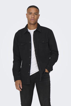 denim casual overhemd dark grey denim