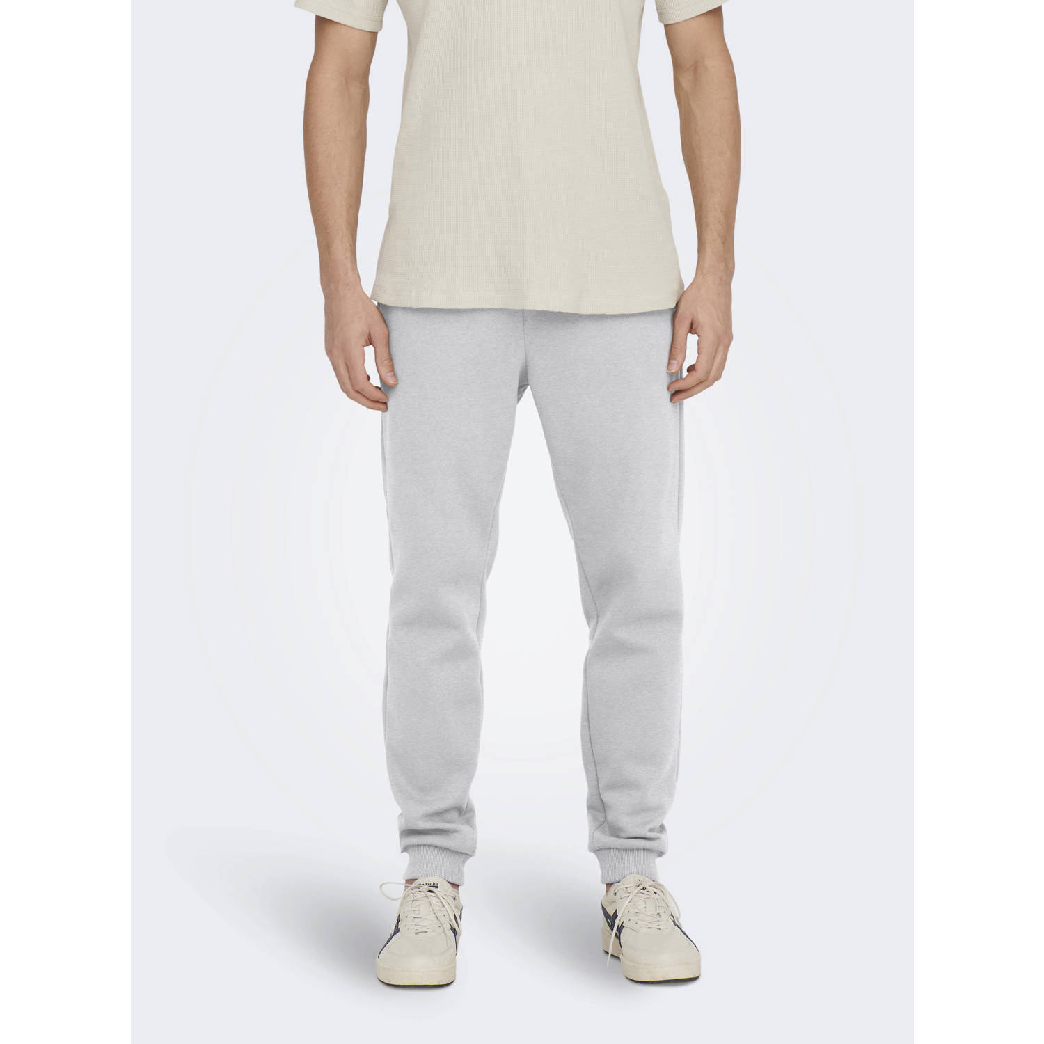 ONLY & SONS regular joggingbroek lichtgrijs