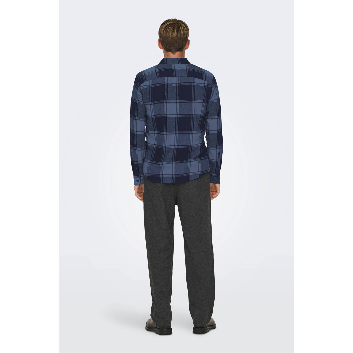 ONLY & SONS casual overhemd blauw