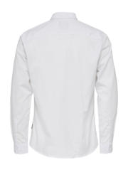 thumbnail: Witte heren ONLY & SONS zakelijk overhemd van polyester met effen, lange mouwen, klassieke kraag en knoopsluiting