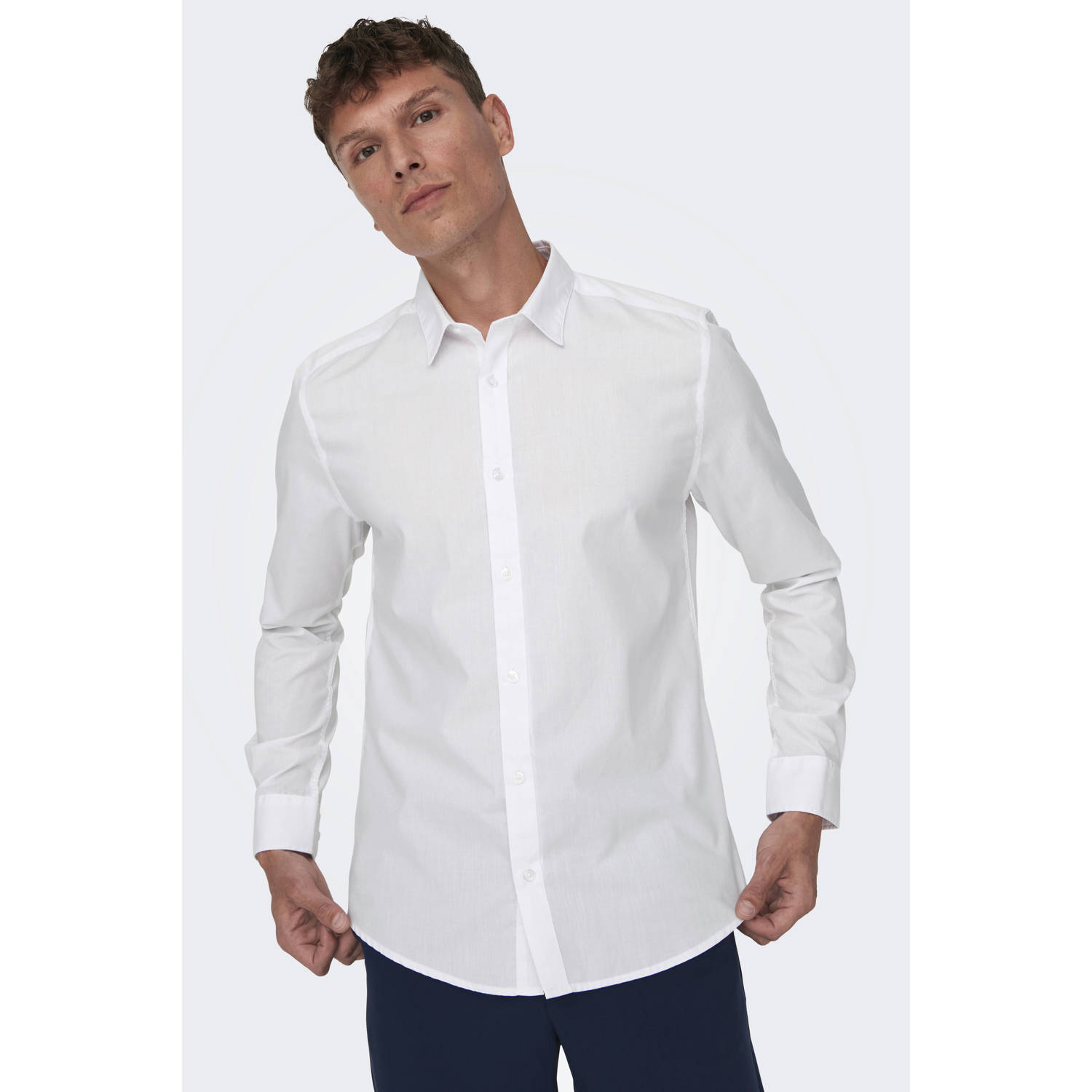 ONLY & SONS zakelijk overhemd wit