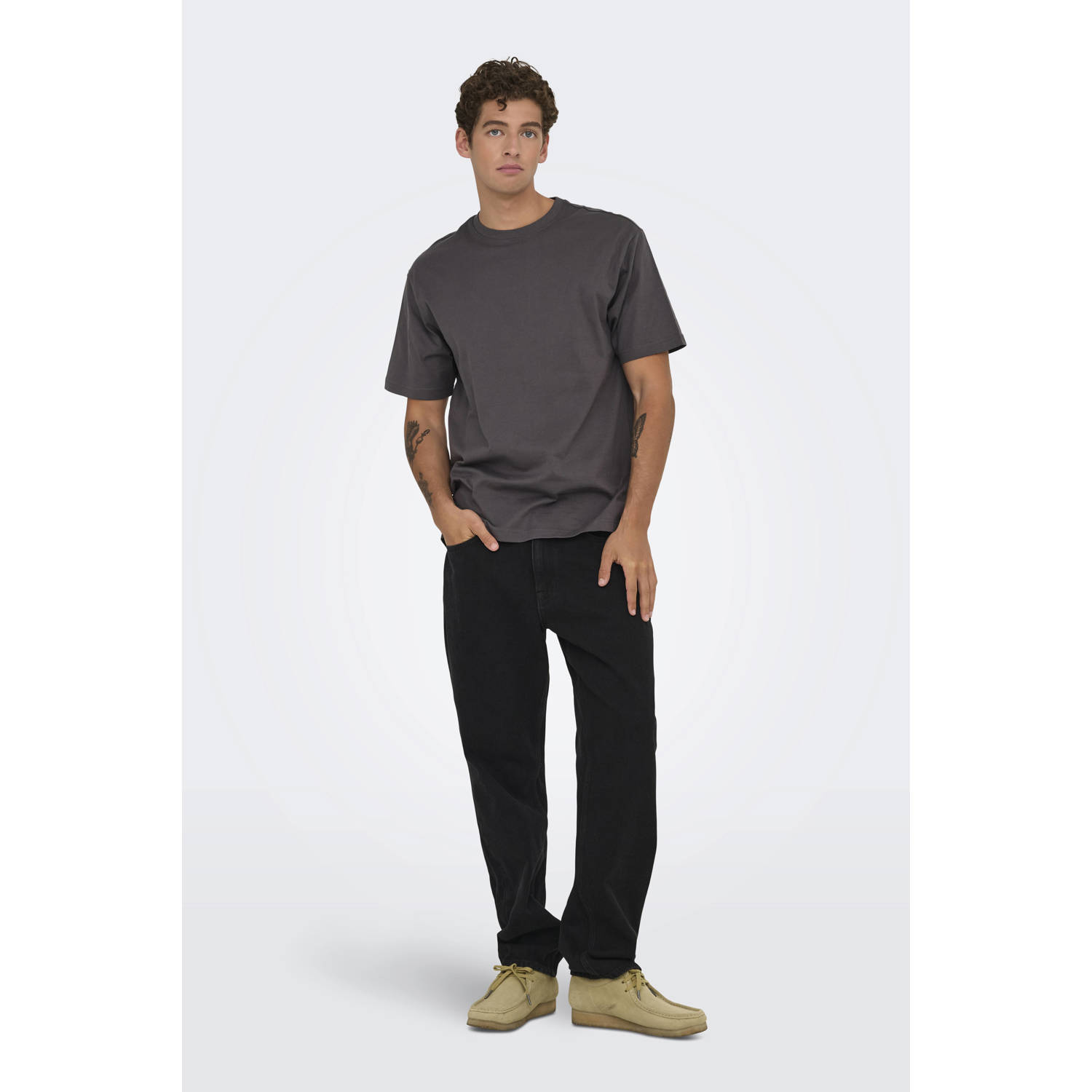 ONLY & SONS ONSEDGE straight leg jeans washed black