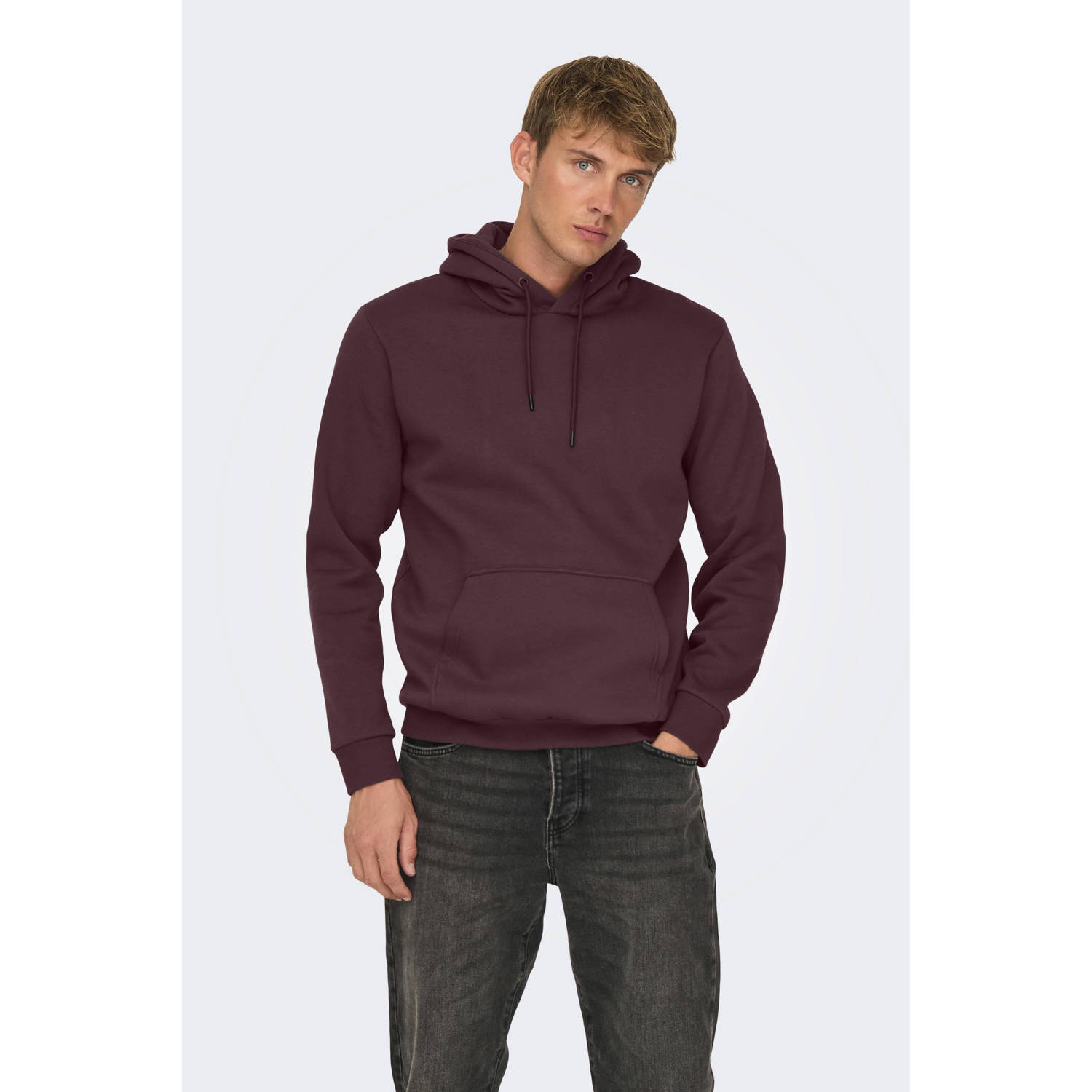 ONLY & SONS hoodie donkerrood